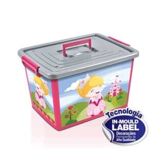 CONTAINER ORG. 35L LABEL ROSA (3 PÇs) – ARQPLAST [25248]