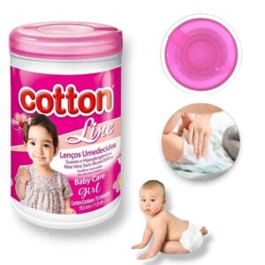 LENÇO BABY CARE GIRL POTE70 ROSA (FD12)-COTTON LINE