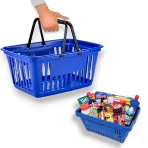 CESTA P/MERCADO AZUL C/ALÇA 21,4LTS (6PÇS)-PLASNEW