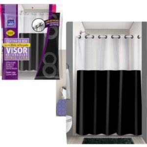 CORTINA BOX VINIL VISOR RETANG.LISA C/ILHÓS PRETA (6PÇS)-PLASTLEO