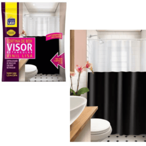 CORTINA BOX VINIL VISOR RETANG.LISA PRETA (6PÇS)-PLASTLEO