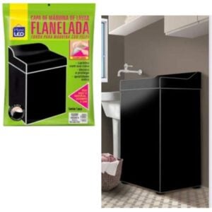 CAPA DE MÁQUINA FLANELADA LISA M PRETA (6PÇS)-PLASTLEO