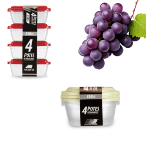CJ.4 POTES 350ML RED.TRANSPARENTE (12CJ)-PLÁSTICOS RAINHA
