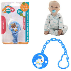 PRENDEDOR DE CHUPETAS DECORADO AZUL (24PÇS)-NEW BABY