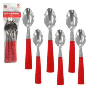 JG DE COLHERES C/6PÇS VERMELHO RIO (12PCT)-LET ÚTIL
