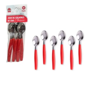 JG DE COLHERES DE CHÁ C/6PÇS VERMELHO CLASSIC (12PCT)-LET ÚTIL