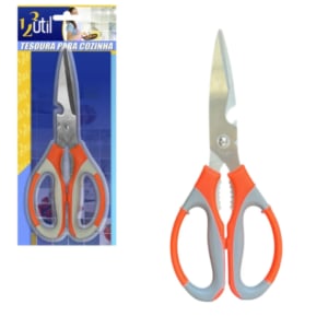 TESOURA DE METAL P/COZINHA CABO PLÁSTICO 22CM (12PÇS)-123ÚTIL