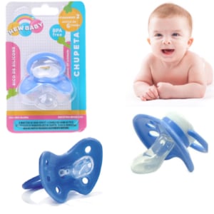 CHUPETA ASSIMÉTRICA SILICONE BORBOLETA AZUL BLISTER (24PÇS)-NEW BABY