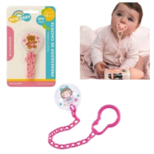 PRENDEDOR DE CHUPETAS DECORADO ROSA (24PÇS)-NEW BABY