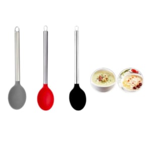 COLHER SILICONE C/CB INOX 35CM (12PÇS)-TOP ÚTIL
