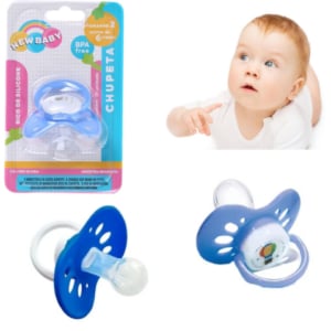 CHUPETA CONVENCIONAL SILICONE BORBOLETA AZUL BLISTER (24PÇS)-NEW BABY