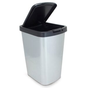 LIXEIRA DE PLÁSTICO 9L C/ CLICK LABEL INOX (6 PÇs)- ARQPLAST [25462CS]