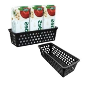 CESTO MULTIUSO RETANGULAR COMPRIDO PRETO (12PÇS)-UNINJET