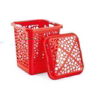 CESTO TELADO MAX 80LTS VERMELHO (3PÇS)-INJEPLASTEC