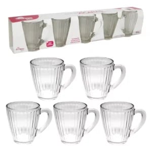 JG.XÍCARAS DE VIDRO P/CAFÉ 90ML PRINCE LINES C/5 (6JGS)-INGA