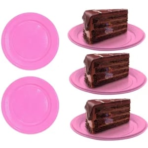PRATO DESCARTÁVEL ROSA P/BOLO CX100-TRIK TRIK