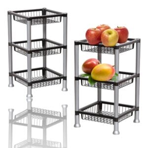 FRUTEIRA 3 ANDARES QUADRADA PRETO (4PÇS)-PLASNEW