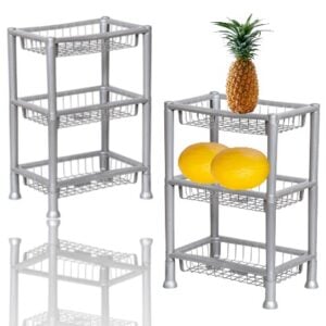 FRUTEIRA 3 ANDARES RETANGULAR PRATA (4PÇS)-PLASNEW