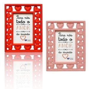 PORTA RETRATO PLÁSTICO CORAÇÕES 10CMX15CM (12PÇS)-JAVICK