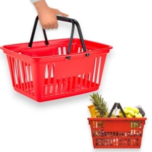 CESTA P/MERCADO VERMELHA C/ALÇA 21,4LTS (6PÇS)-PLASNEW