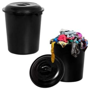 CESTO FECHADO PRETO C/TP PRETA 53LTS (6PÇS)-PLASNEW