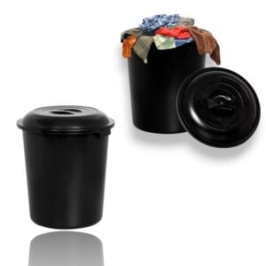 CESTO FECHADO PRETO C/TP PRETA 27LTS (6PÇS)-PLASNEW