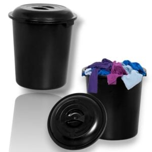 CESTO FECHADO PRETO C/TP PRETA 97LTS (3PÇS)-PLASNEW