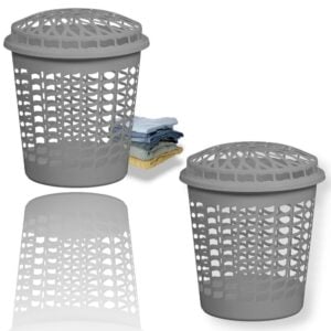 CESTO TELADO CINZA C/TP 30LTS (6PÇS)-PLASNEW