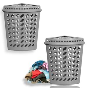 CESTO TELADO TRIANGULAR C/TP 43,7LTS CINZA (6PÇS)-PLASNEW