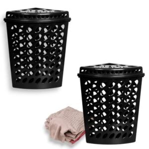 CESTO TELADO TRIANGULAR C/TP 43,7LTS PRETO (6PÇS)-PLASNEW