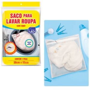 SACO P/LAVAR ROUPA C/ZIPER (12PÇS)-PLASTLEO