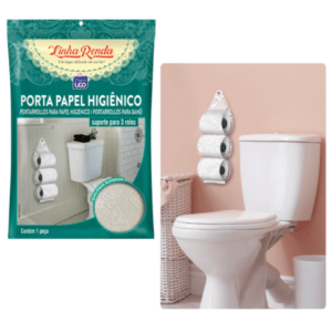 PORTA PAPEL HIGIÊNICO C/RENDA (12PÇS)-PLASTLEO