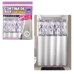 CORTINA BOX VINIL VISOR RETANG.ESTAMPADA C/ILHÓS SORTIDA (6PÇS)-PLASTLEO
