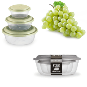 CJ.POTES P/M/G RED.TRANSPARENTE 350ML/700ML/1500ML (12PÇS)-PLÁSTICOS RAINHA