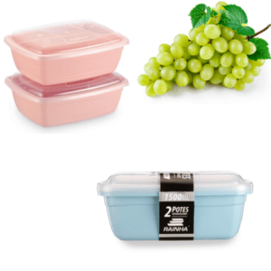 CJ.2 POTES 1500ML RETANG.COLORIDA (12PÇS)-PLÁSTICOS RAINHA