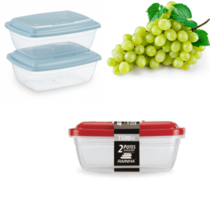 CJ.2 POTES 1500ML RETANG.TRANSPARENTE (12PÇS)-PLÁSTICOS RAINHA