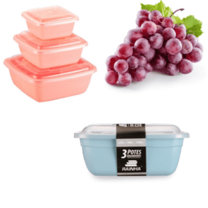 CJ.POTES P/M/G QUAD.COLORIDA 350ML/700ML/1500ML (12PÇS)-PLÁSTICOS RAINHA