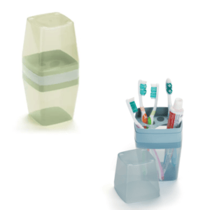 PORTA ESCOVAS E CREME DENTAL C/TAMPA COLORIDA (12PÇS)-PLÁSTICOS RAINHA