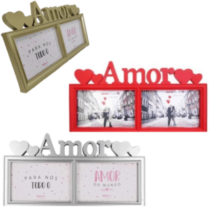 PORTA RETRATO PLÁSTICO 10X15 AMOR DUPLO (12PÇS)-WELLMIX