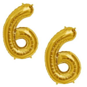 BALÃO NÚMERO 6 DOURADO (12PÇS)-CABEKLA