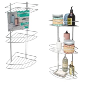 PORTA SHAMPOO CANTO TRIPLO EM ARAMADO(3PÇS)-STOLF