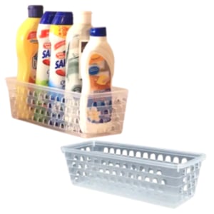 CESTO MULTIUSO RETANGULAR COMPRIDO TRANSPARENTE (12PÇS)-UNINJET