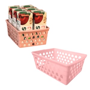 CESTO MULTIUSO EXTRA GRANDE RETANGULAR ALTO ROSA (12PÇS)-UNINJET