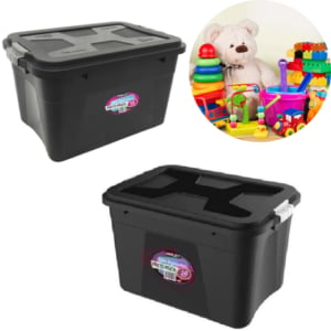 CAIXA ORGANIZADORA MULTIUSO 30LTS PRETA (3PÇS)-UNINJET