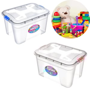 CAIXA ORGANIZADORA MULTIUSO 30LTS TRANSLÚCIDA (3PÇS)-UNINJET