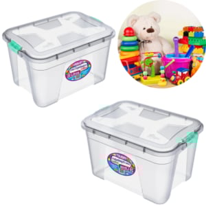 CAIXA ORGANIZADORA MULTIUSO 20LTS TRANSLÚCIDA (3PÇS)-UNINJET