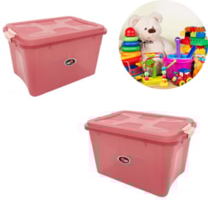 CAIXA ORGANIZADORA MULTIUSO 20LTS UP HOUSE ROSA (3PÇS)-UNINJET