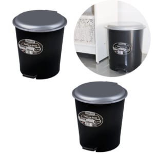 CESTO C/PEDAL 12LTS REDONDO PRETO (6PÇS)-UNINJET