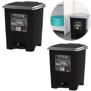 CESTO C/PEDAL 14LTS PRETO (6PÇS)-UNINJET