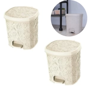 CESTO C/PEDAL 8LTS FLORAL PALHA (6PÇS)-UNINJET